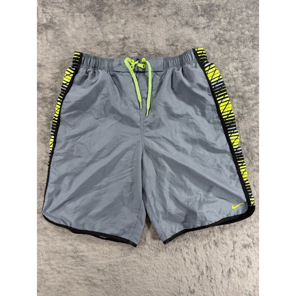Nike Men’s Volley Swim Shorts 10.5” Mesh‎ Lined Large Graphite Grey Highlighter
